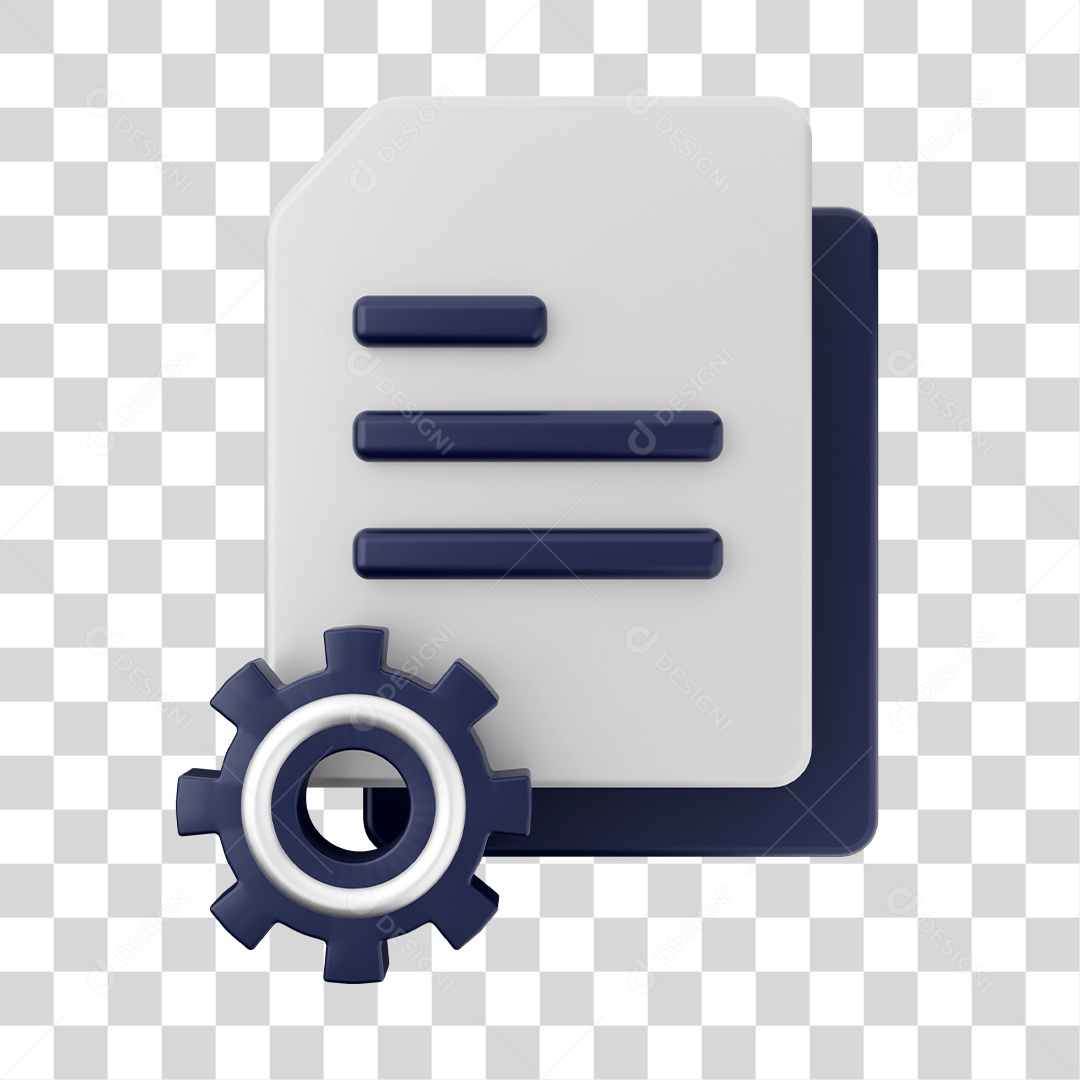 Documentos e Arquivos Com Ícone de Configuração Elemento 3D PNG Transparente