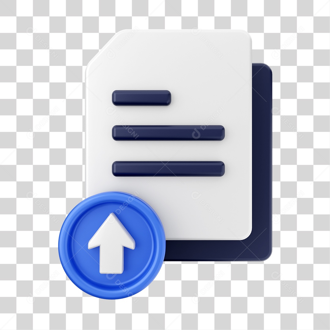 Documentos e Arquivos Com Ícone de Upload Elemento 3D PNG Transparente