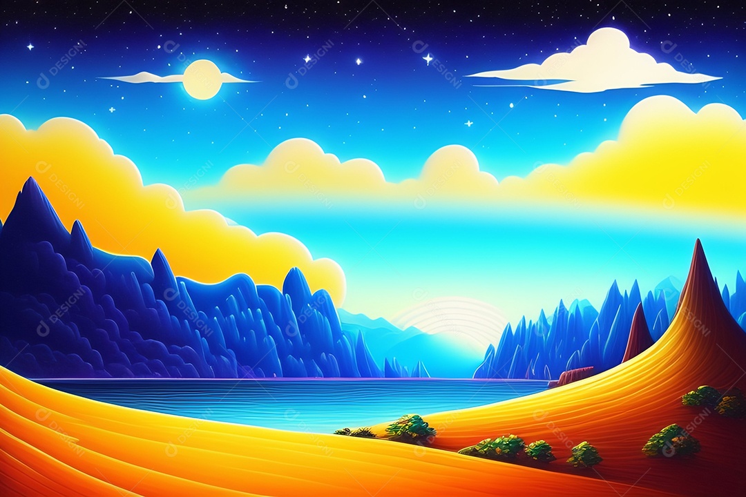 Paisagem de um belo lago