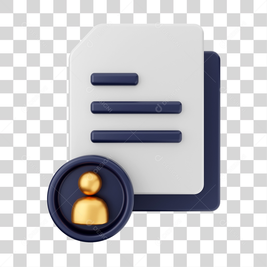 Documentos e Arquivos Com Ícone de Perfil de Usurário Elemento 3D PNG Transparente