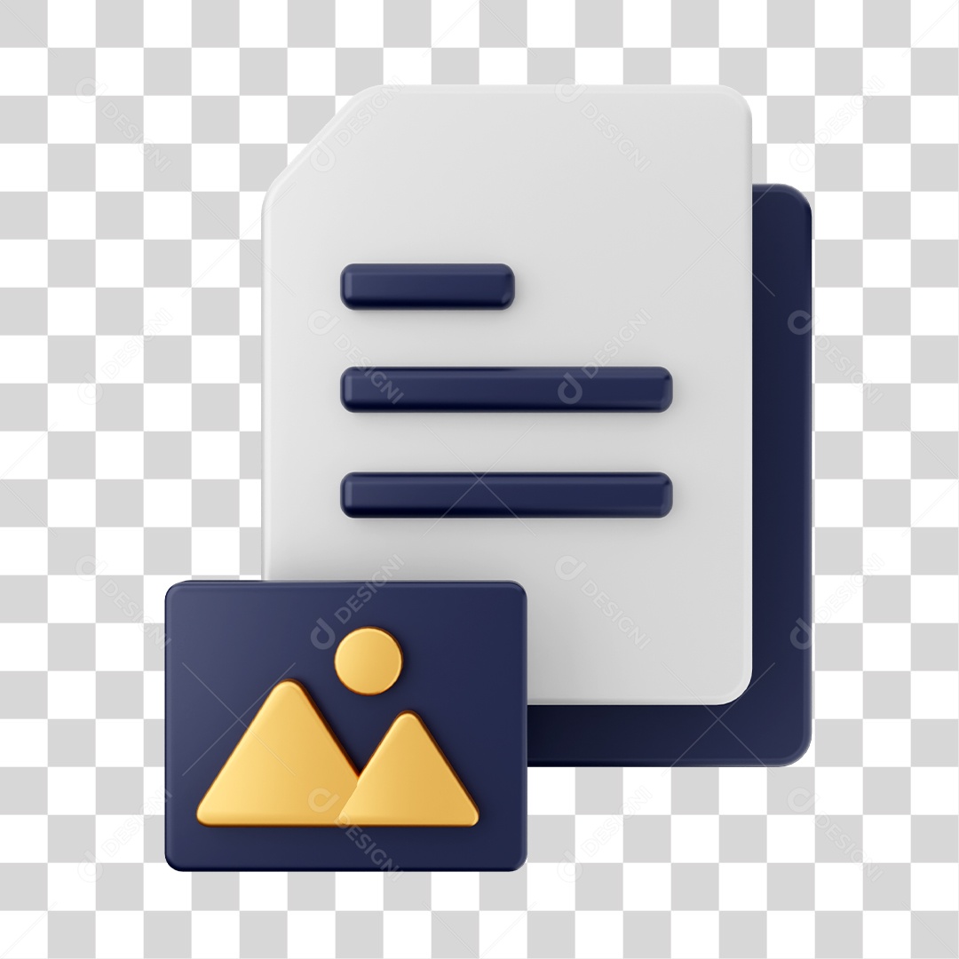 Documentos e Arquivos Com Ícone de Galeria Elemento 3D PNG Transparente