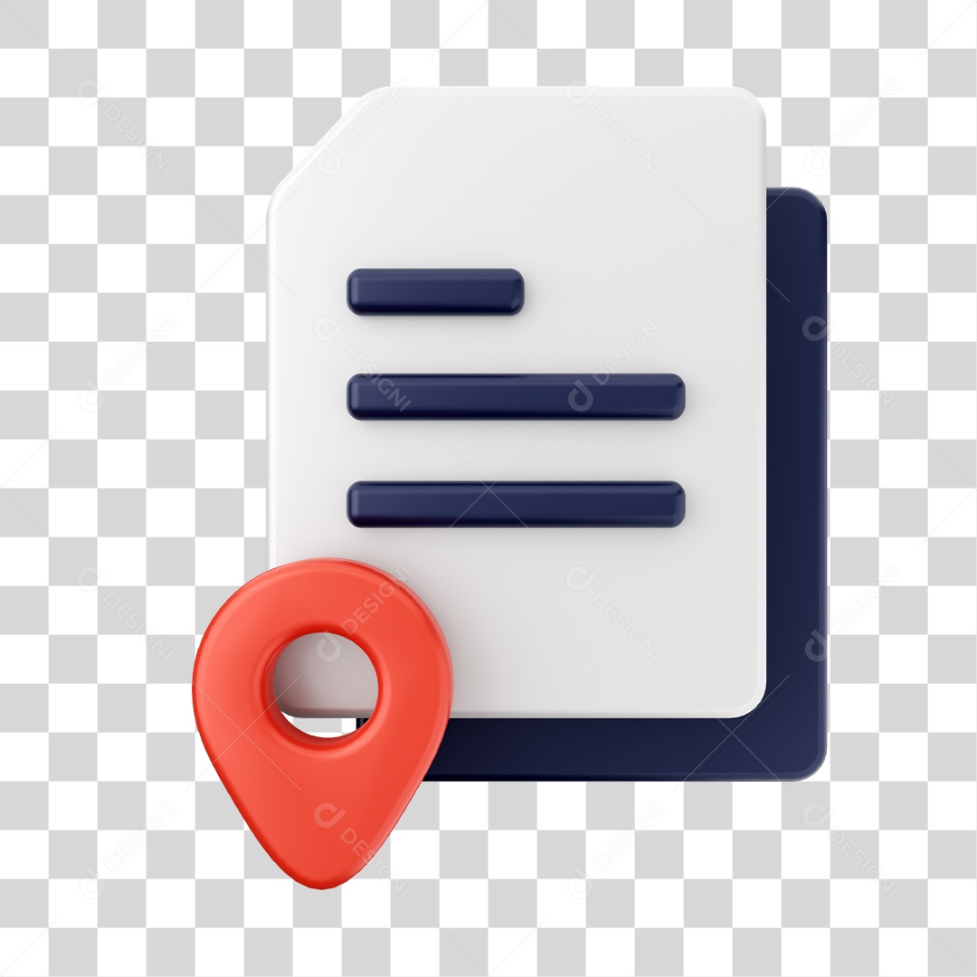 Documentos e Arquivos Com Ícone de Pin De Localização Elemento 3D PNG Transparente