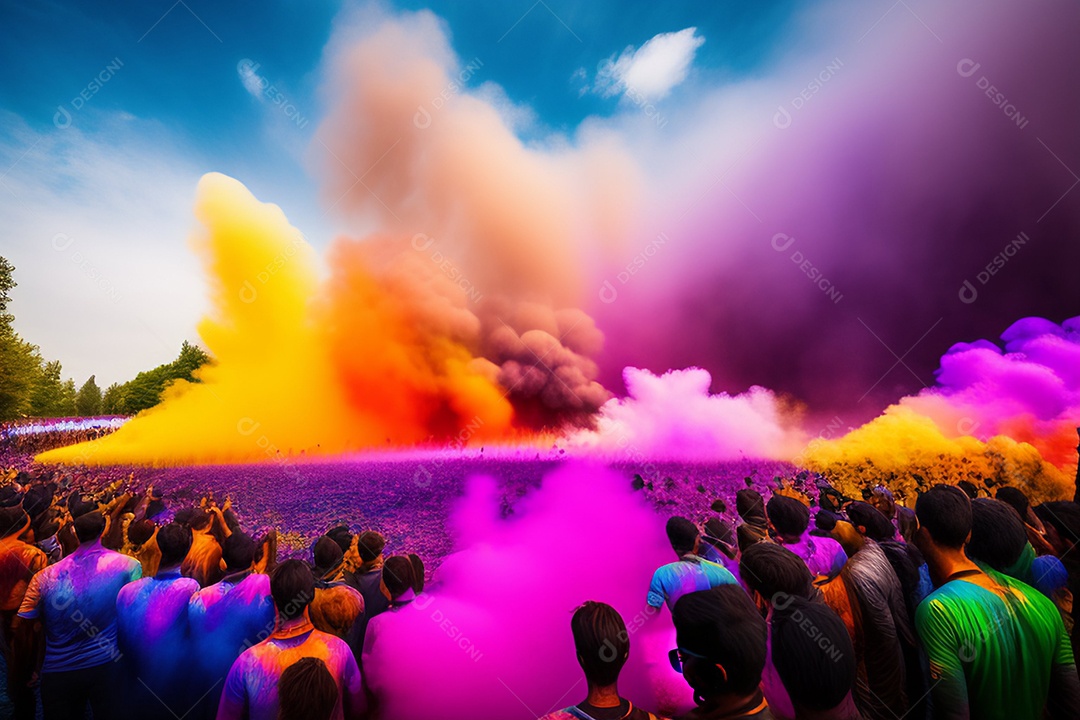 Pessoas indianas comemorando o festival das cores