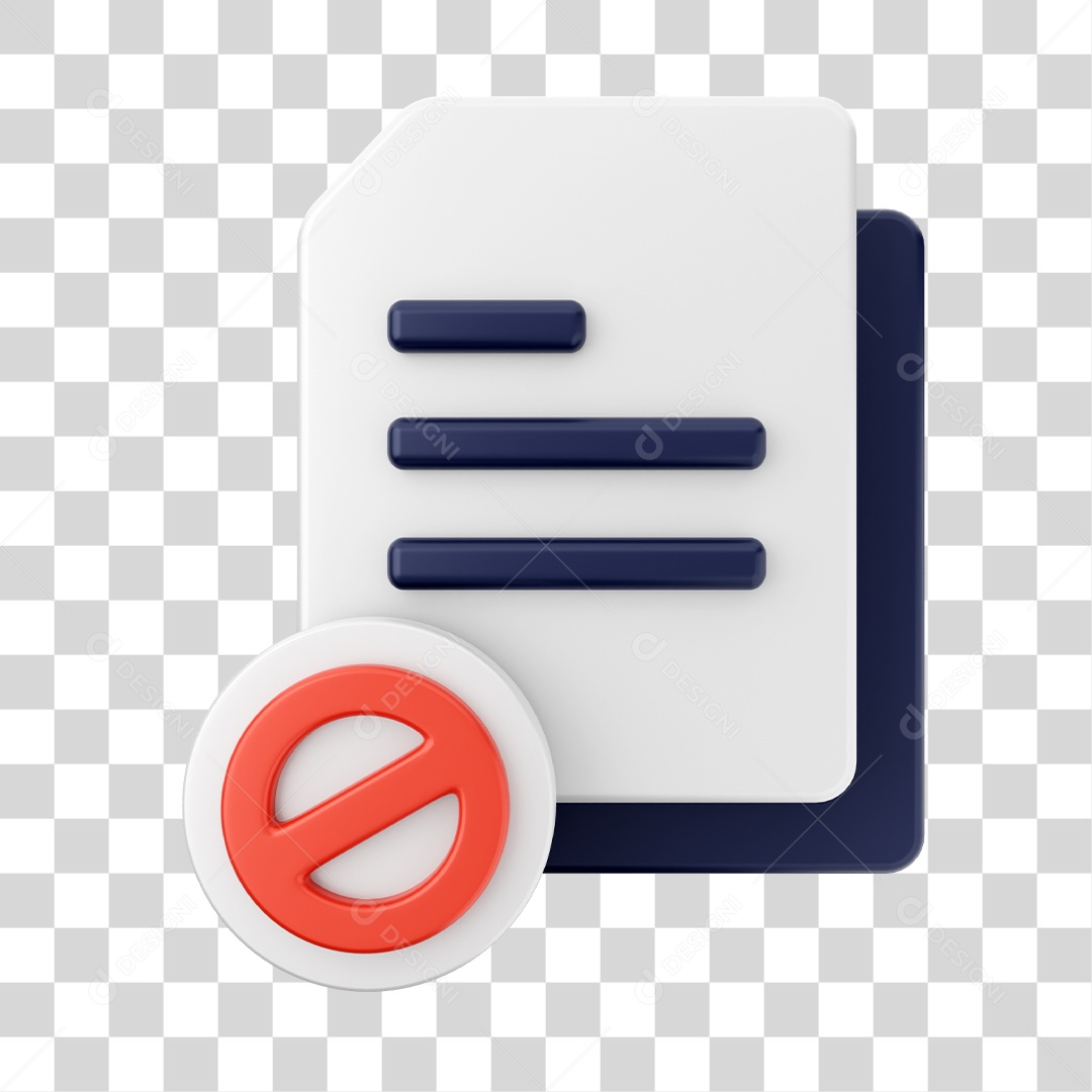 Documentos e Arquivos Com Ícone de Proibido Elemento 3D PNG Transparente