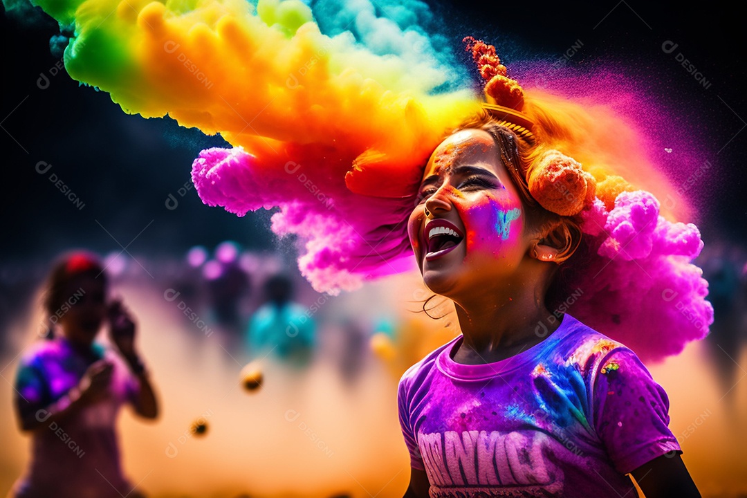 Pessoas indianas comemorando o festival das cores