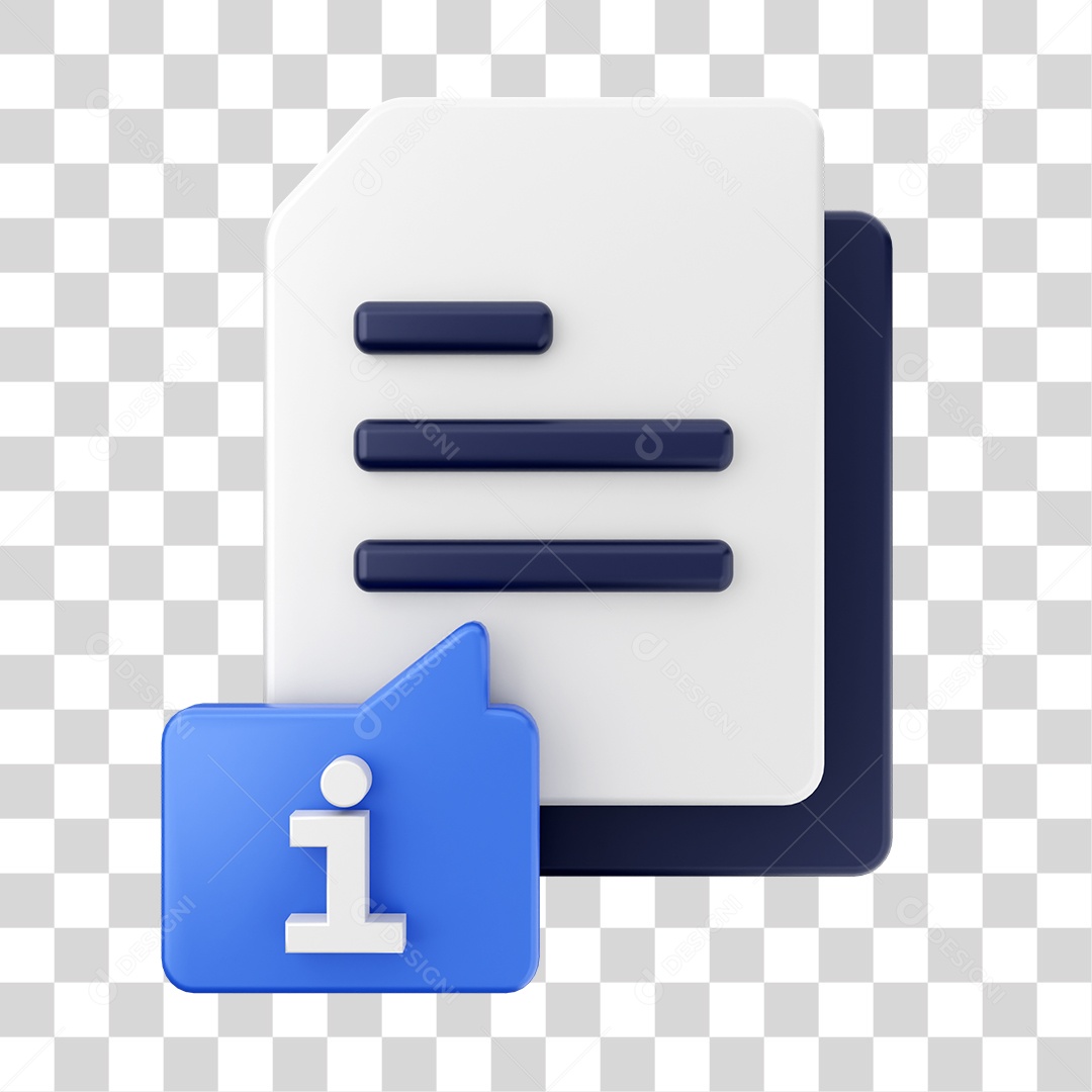 Documentos e Arquivos Com Ícone de Informação Elemento 3D PNG Transparente