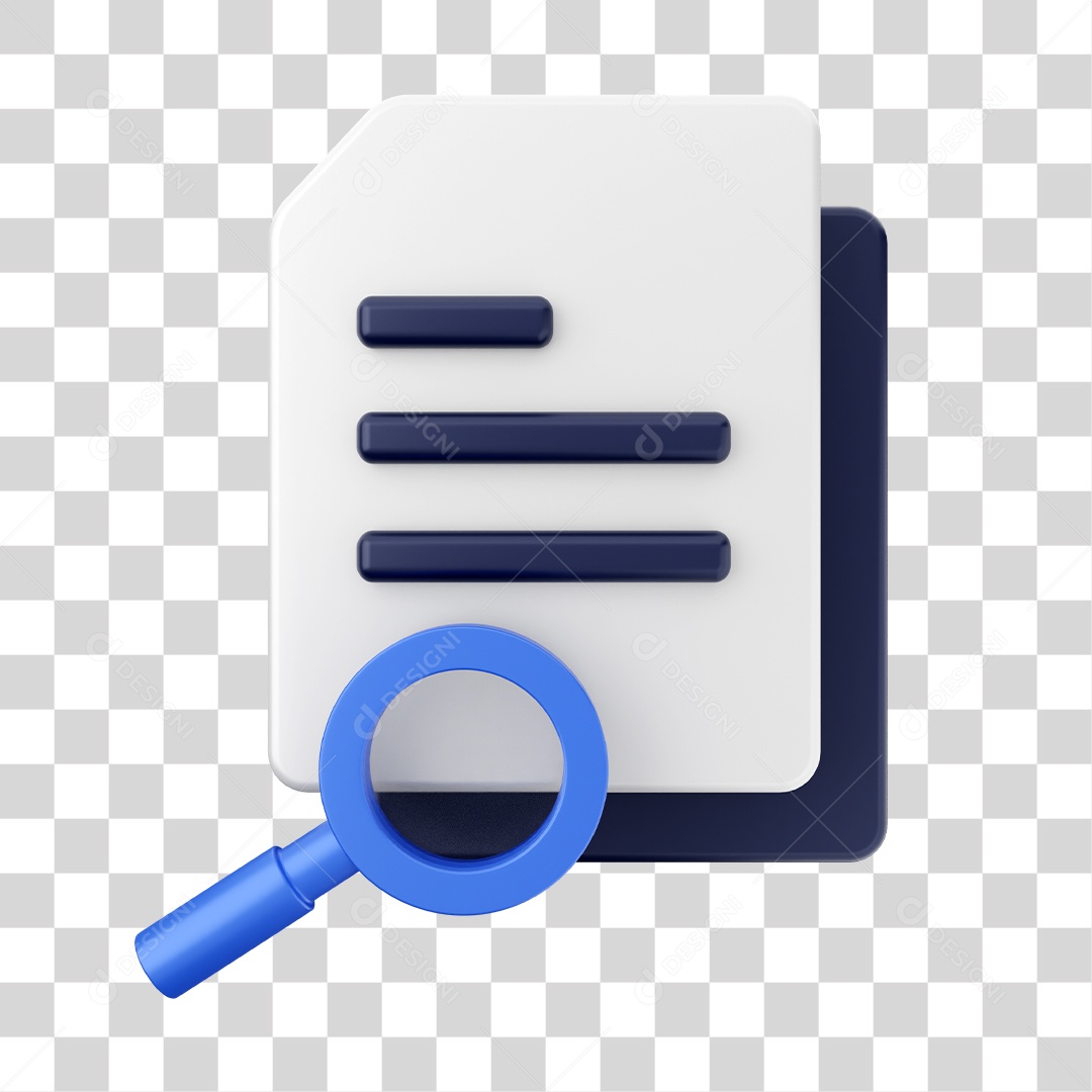 Documentos e Arquivos Com Ícone de Pesquisa Elemento 3D PNG Transparente