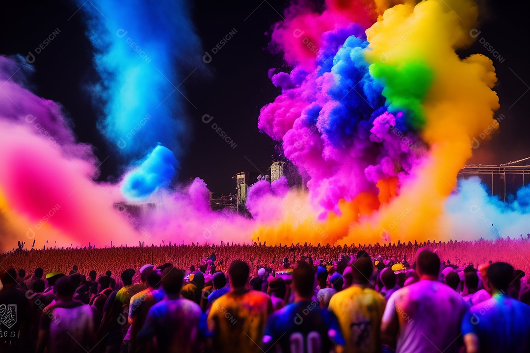 Pessoas indianas comemorando o festival das cores