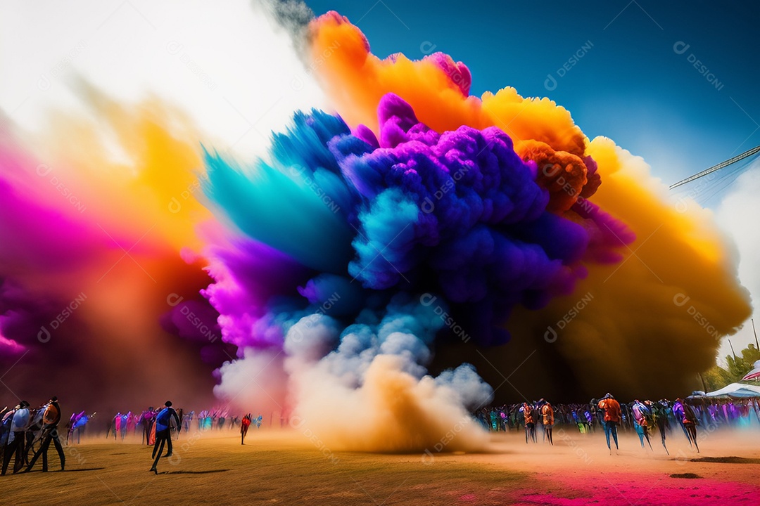 Pessoas indianas comemorando o festival das cores