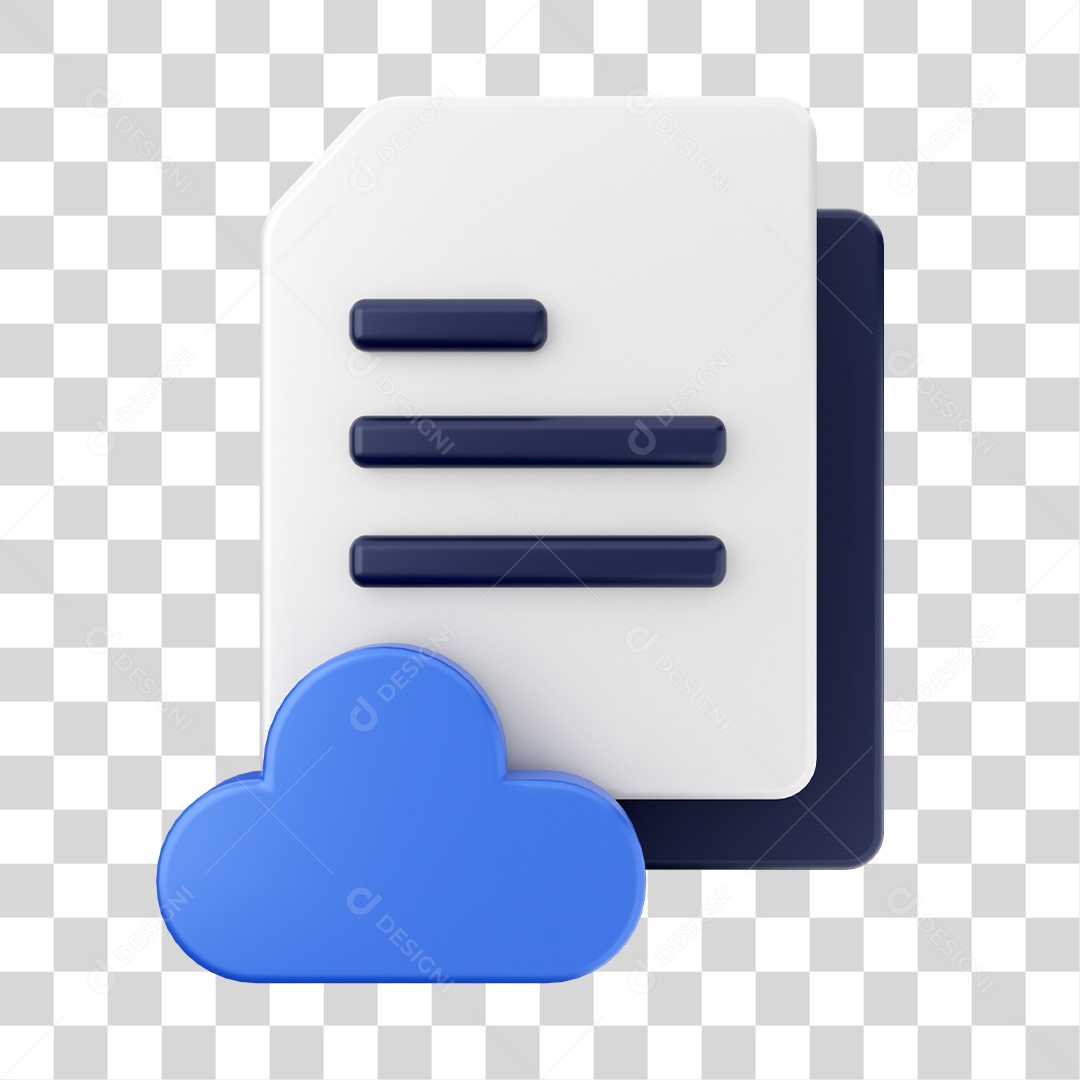 Documentos e Arquivos Com Ícone de Nuvem Elemento 3D PNG Transparente