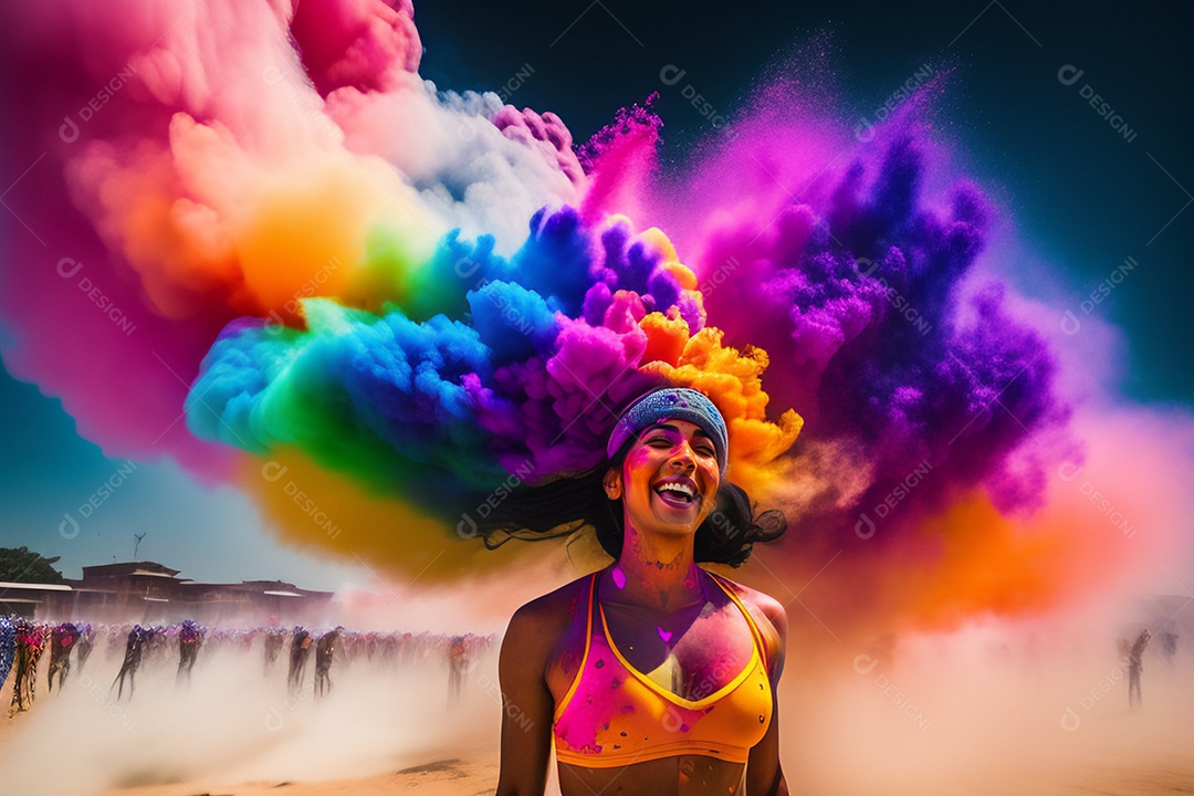 Pessoas indianas comemorando o festival das cores