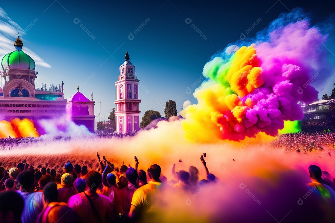 Pessoas indianas comemorando o festival das cores
