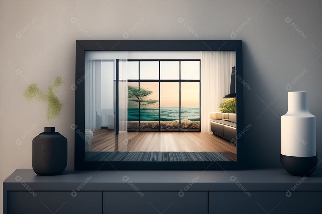 Ilustração de um espelho refletindo a janela