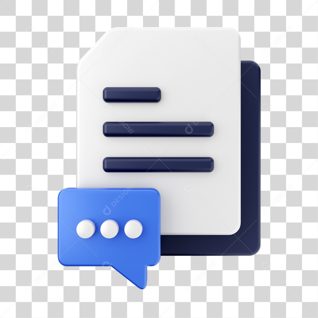 Documentos e Arquivos Com Ícone de Bate Papo de Conversa Elemento 3D PNG Transparente