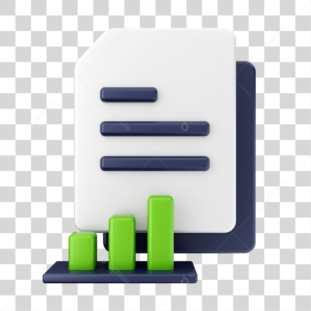 Documentos e Arquivos Com Ícone de Gráfico Elemento 3D PNG Transparente