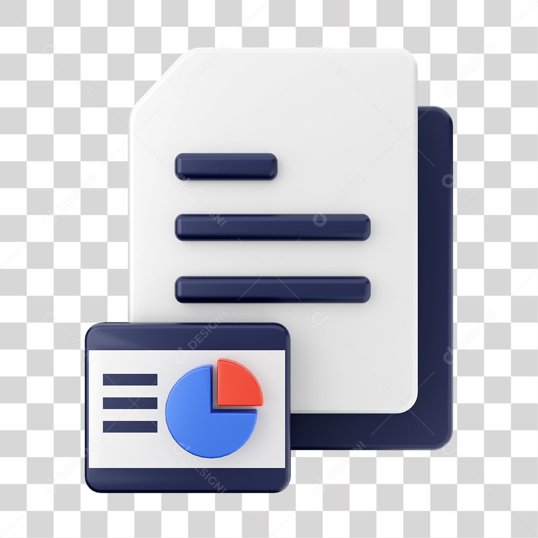 Documentos e Arquivos Com Ícone de Gráfico Elemento 3D PNG Transparente