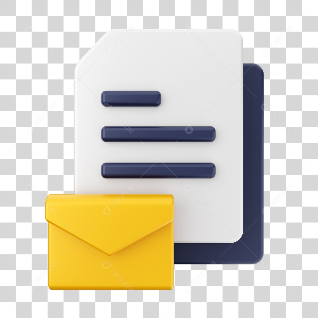 Documentos e Arquivos Com Ícone de Envelope e Envio Elemento 3D PNG Transparente