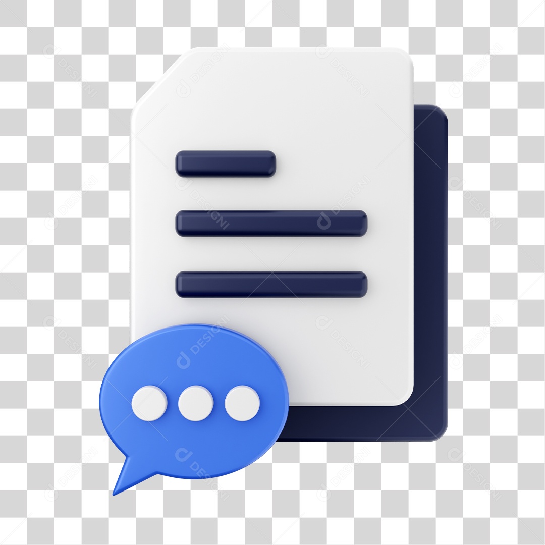 Documents and Files With Chat and Conversation Icon - Transparent 3D PNG Element