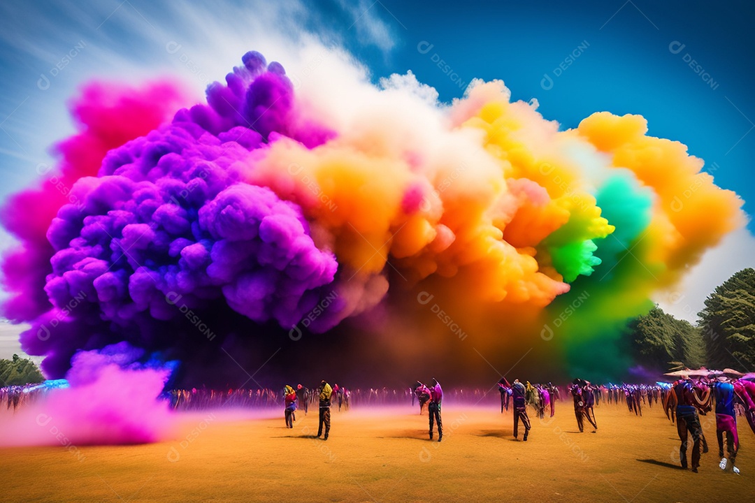 Pessoas indianas comemorando o festival das cores