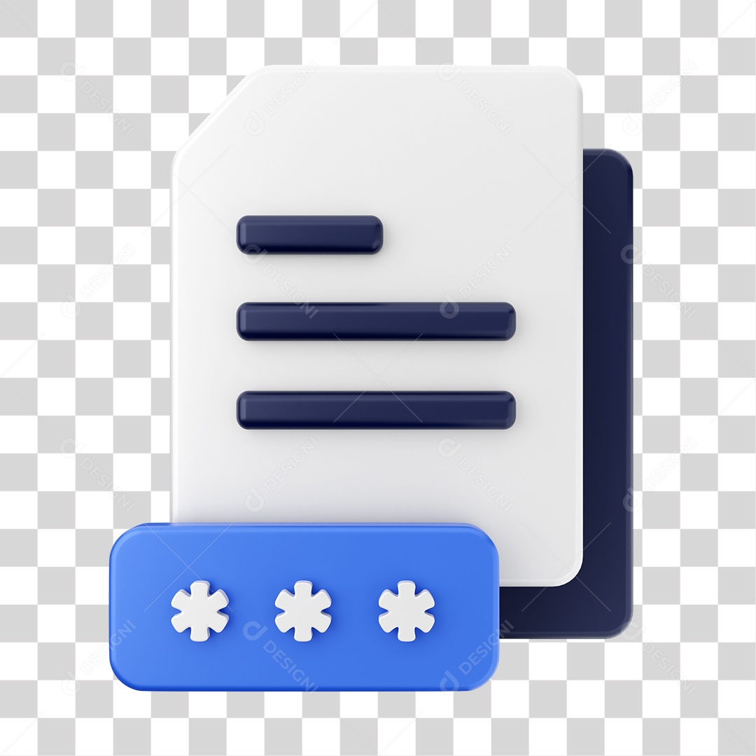 Documentos e Arquivos Com Ícone de Códigos de Segurança Elemento 3D PNG Transparente