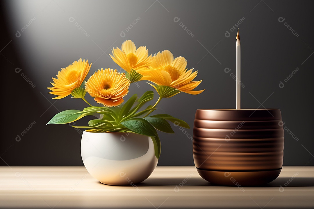 Ilustração de um belo vaso de flor