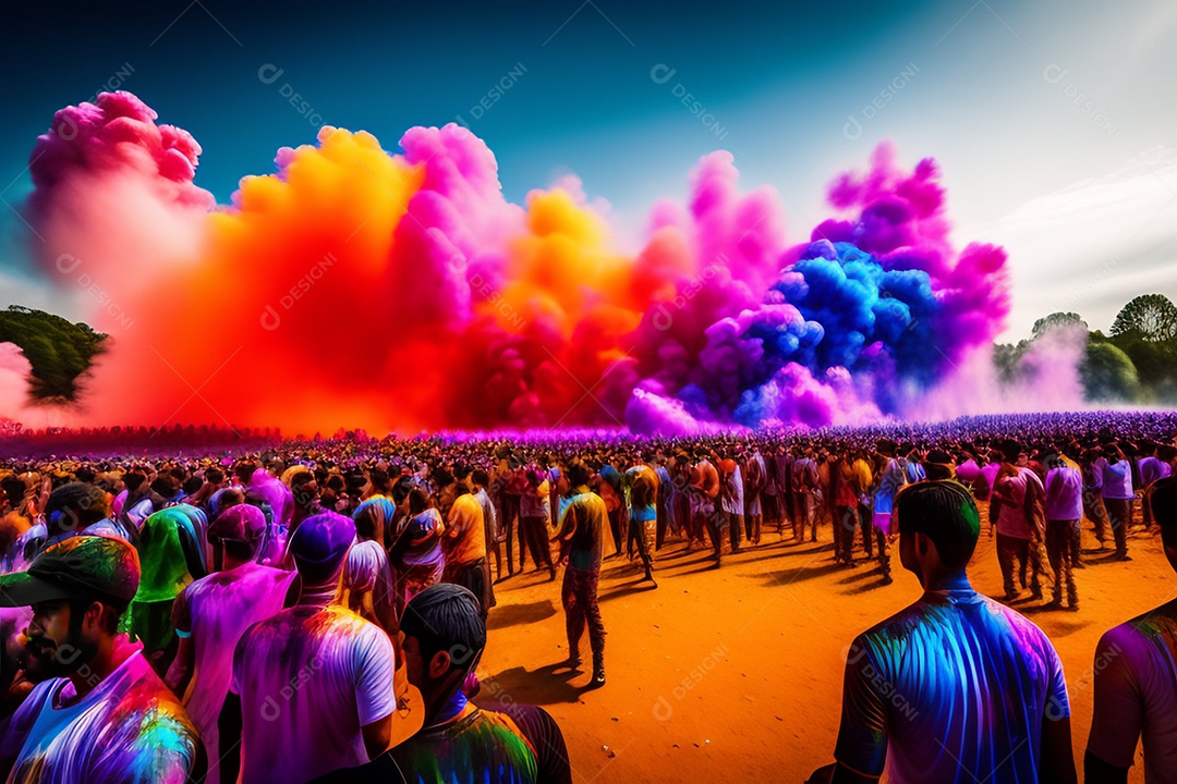 Pessoas indianas comemorando o festival das cores