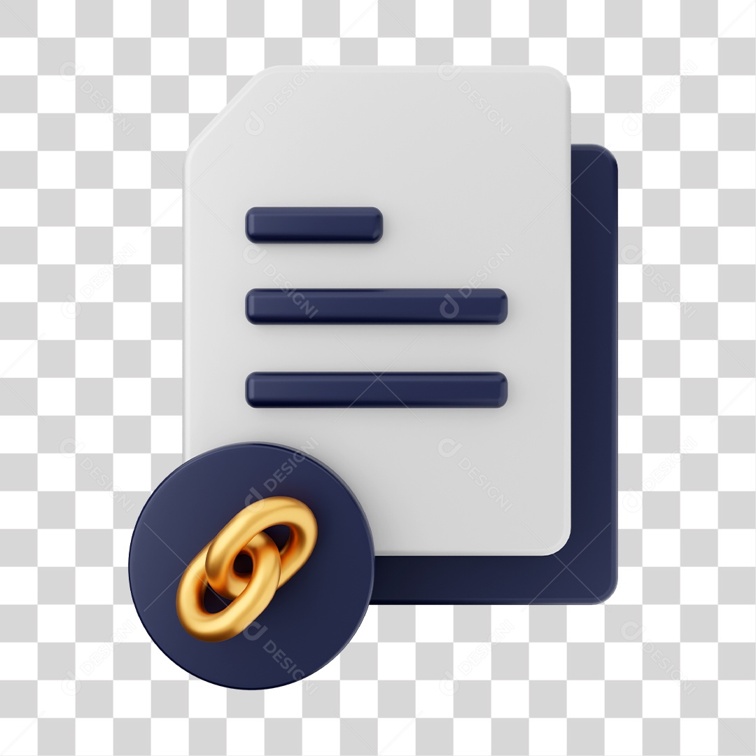 Documentos e Arquivos Com Ícone de Link Elemento 3D PNG Transparente