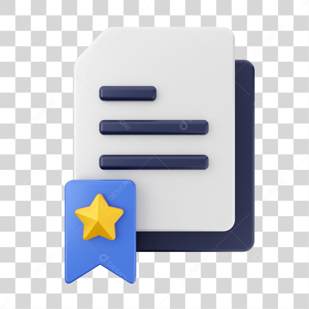 Documentos e Arquivos Com Ícone de Salvar Favorito Elemento 3D PNG Transparente