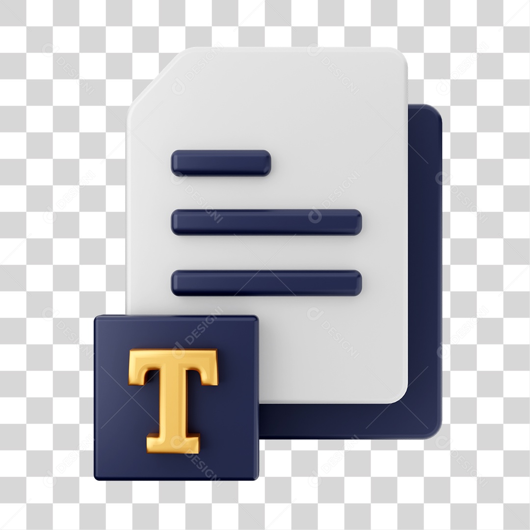 Documentos e Arquivos Com Ícone de Texto Elemento 3D PNG Transparente