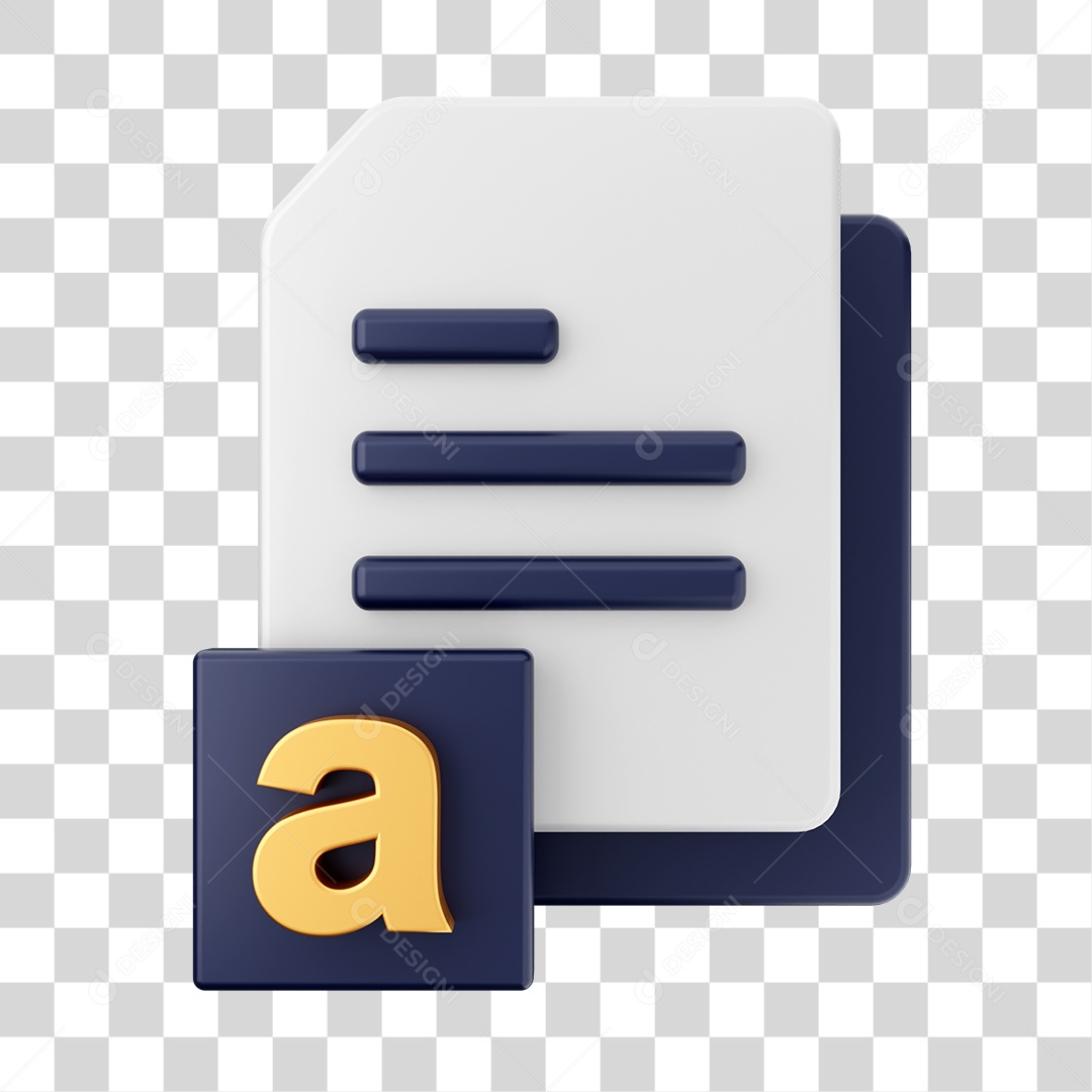 Documents and Files With Font Icon and Letters Transparent PNG 3D Element