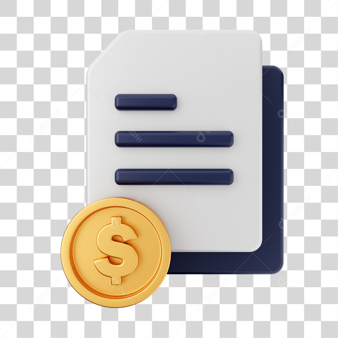 Documentos e Arquivos Com Ícone de Moeda de Dólar Elemento 3D PNG Transparente