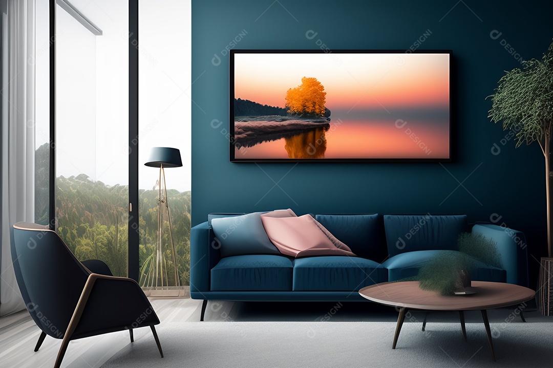 Ilustração de uma sala de estar