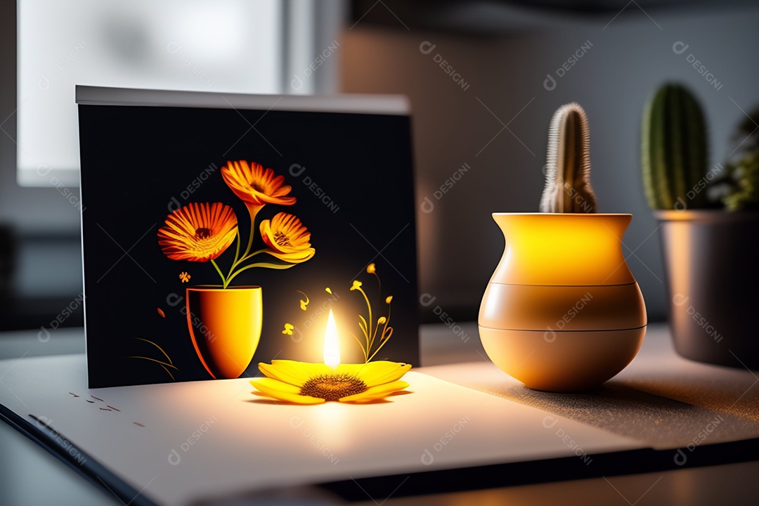 Ilustração de decoração da mesa do escritório