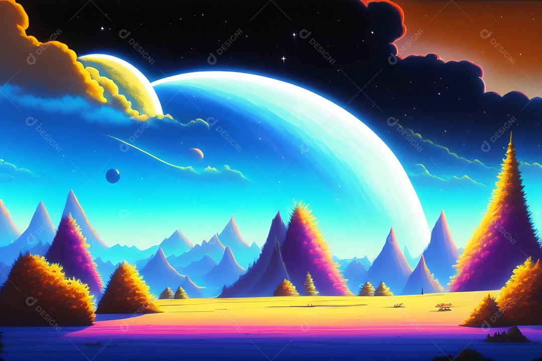 Paisagem de deserto a noite