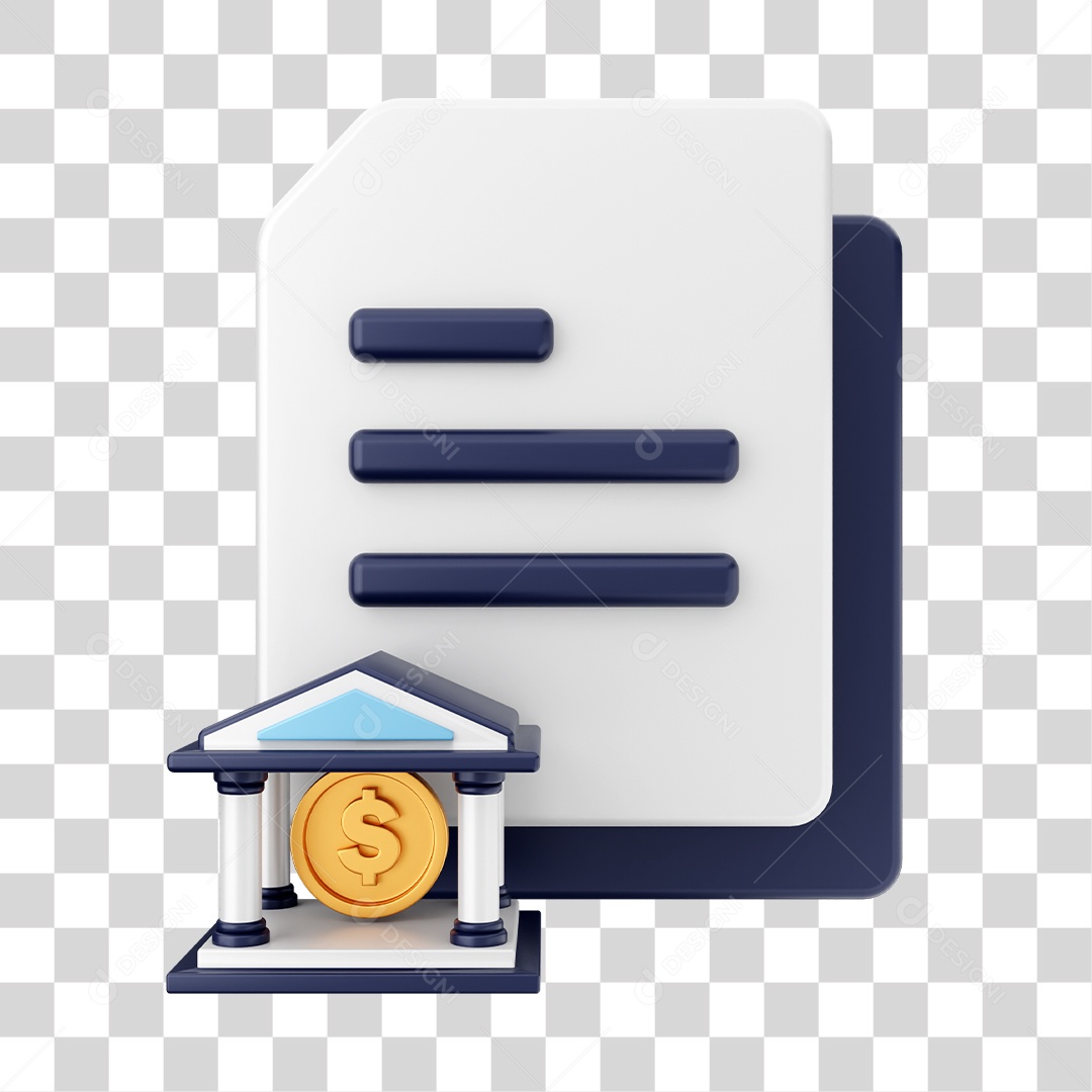 Documentos e Arquivos Com Ícone Da Casa Da Moeda de Dólar Elemento 3D PNG Transparente