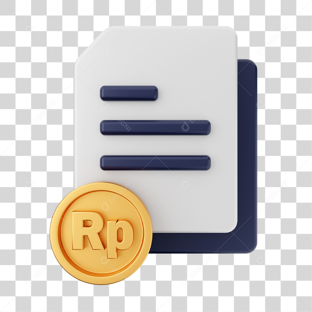 Documentos e Arquivos Com Ícone de Moeda de Rupia Elemento 3D PNG Transparente