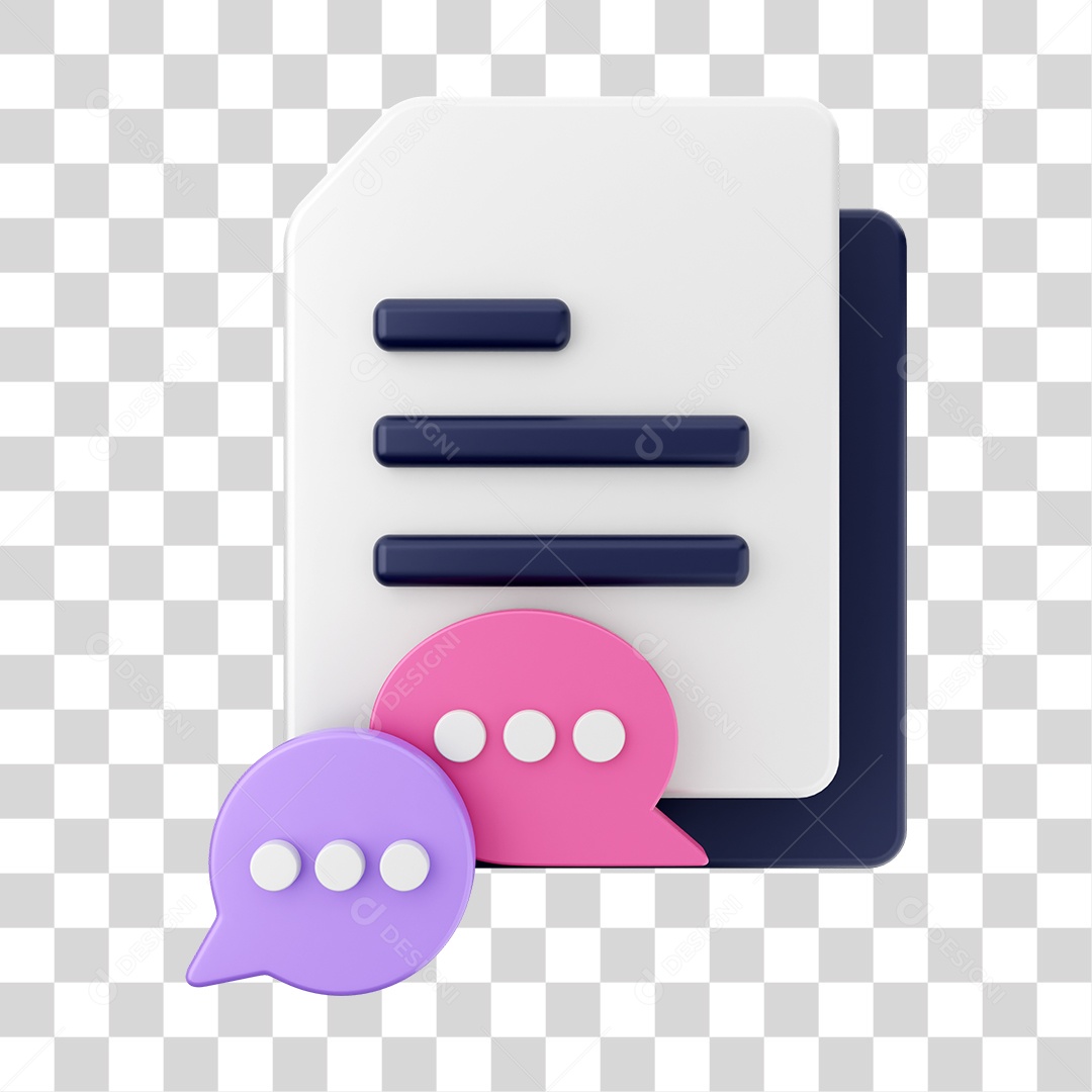 Documentos e Arquivos Com Ícone de Bate Papo de Conversa Elemento 3D PNG Transparente