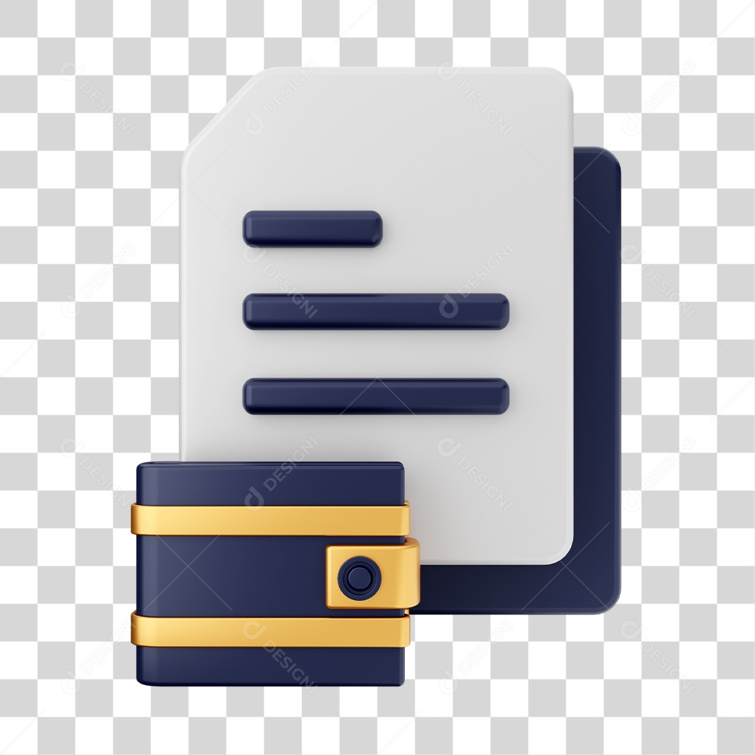 Documentos e Arquivos Com Carteira Elemento 3D PNG Transparente