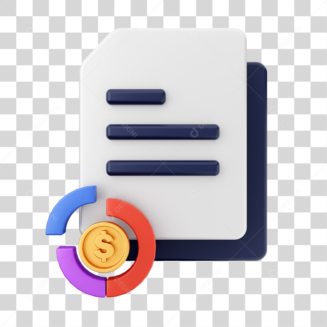 Documentos e Arquivos Com Ícone de Circulação de Dinheiro Elemento 3D PNG Transparente