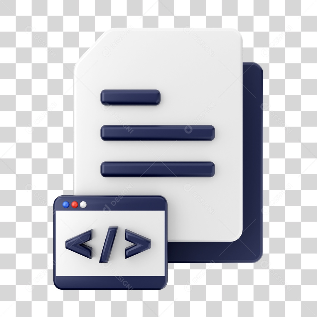 Documentos e Arquivos Com Ícone de Linguagem de Script Elemento 3D PNG Transparente