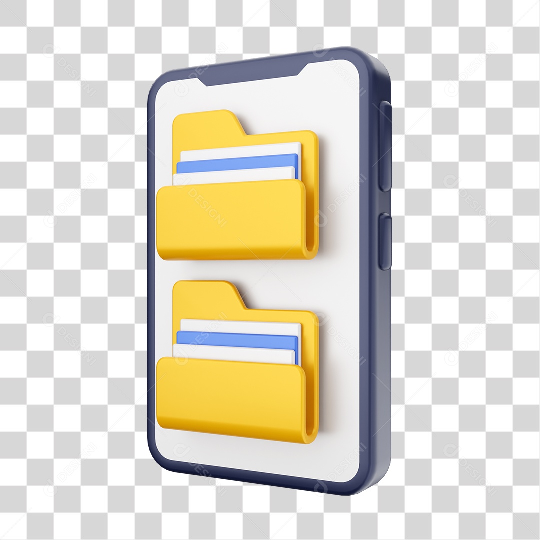 Pastas De Arquivos em Smartphone Elemento 3D PNG Transparente
