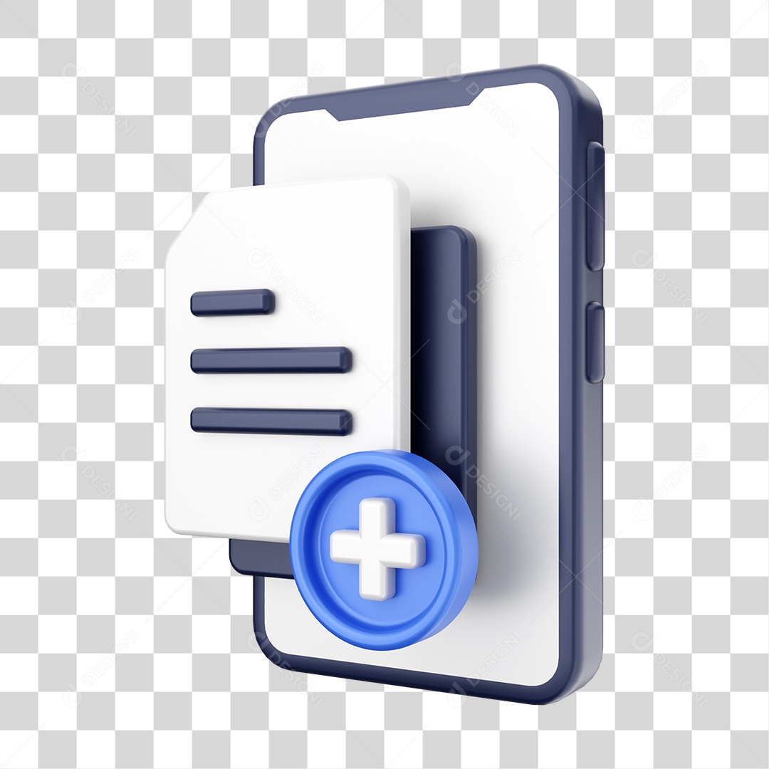 Documento em Smartphone Elemento 3D PNG Transparente