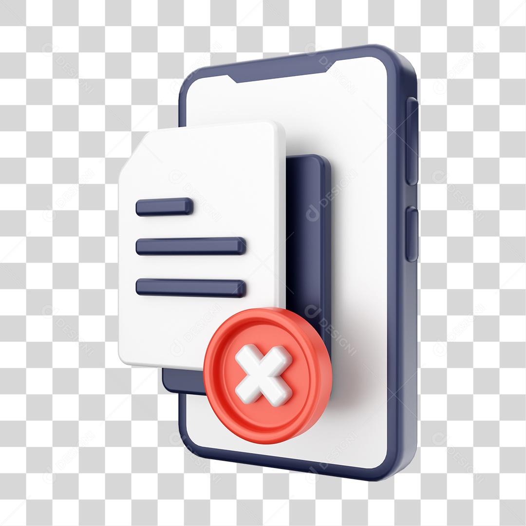 Documento em Smartphone Elemento 3D PNG Transparente