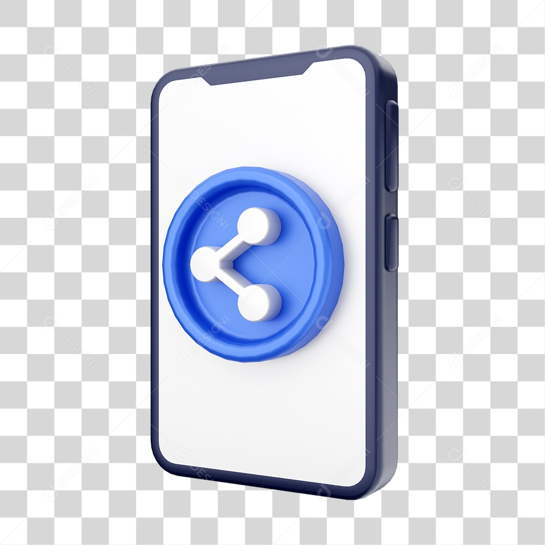 Smartphone Com Ícone de Compartilhamento Em Sua Tela Elemento 3D PNG Transparente