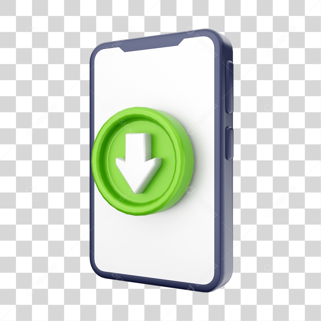 Smartphone Com Ícone de Download Em Sua Tela Elemento 3D PNG Transparente
