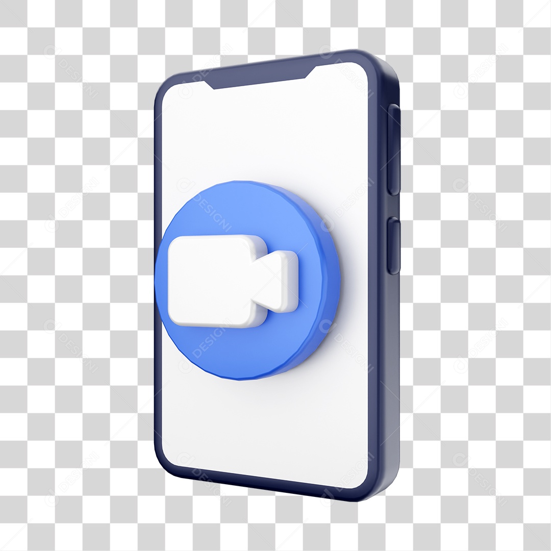 Smartphone Com Ícone de Vídeo Em Sua Tela Elemento 3D PNG Transparente