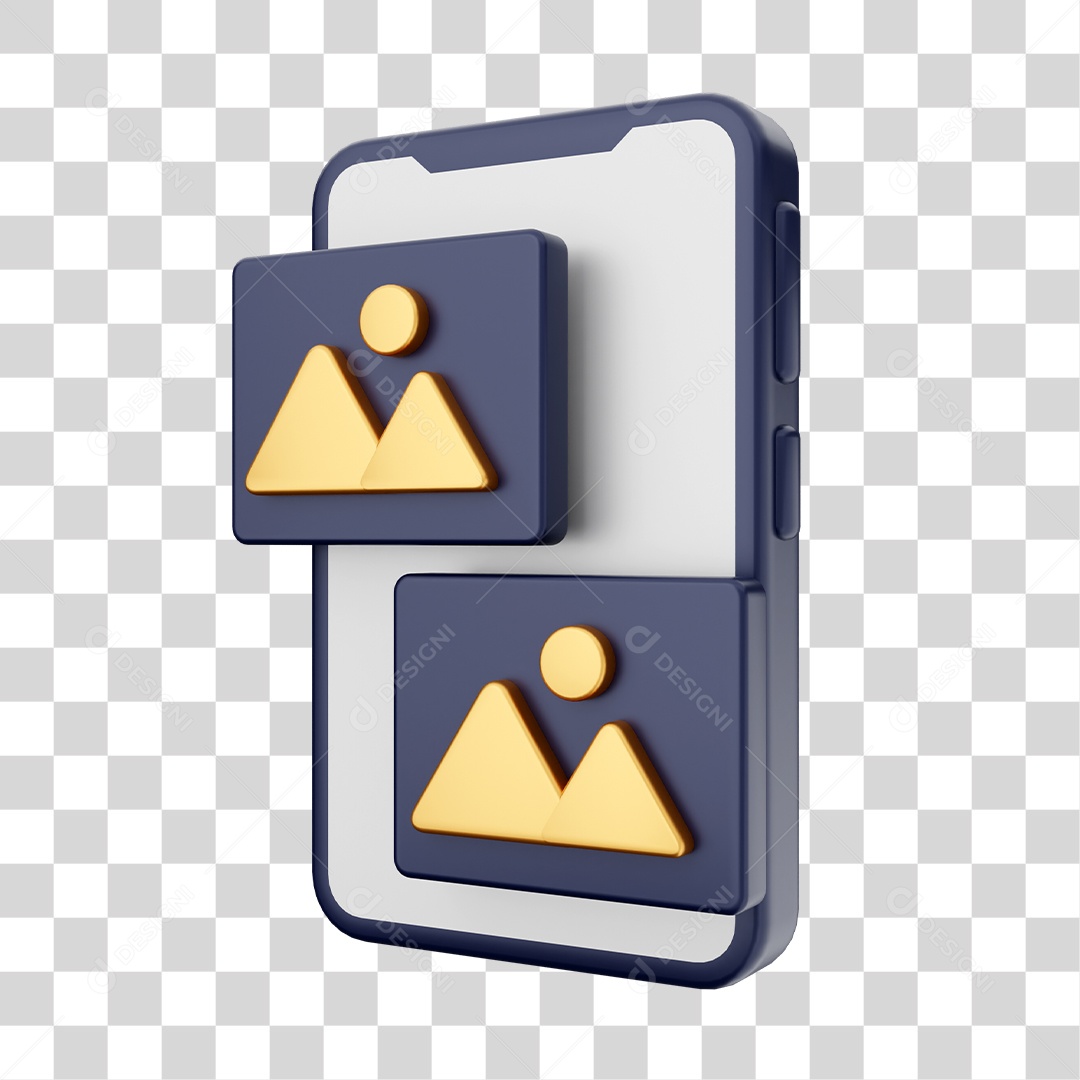 Smartphone Com Ícone de Galeria Em Sua Tela Elemento 3D PNG Transparente