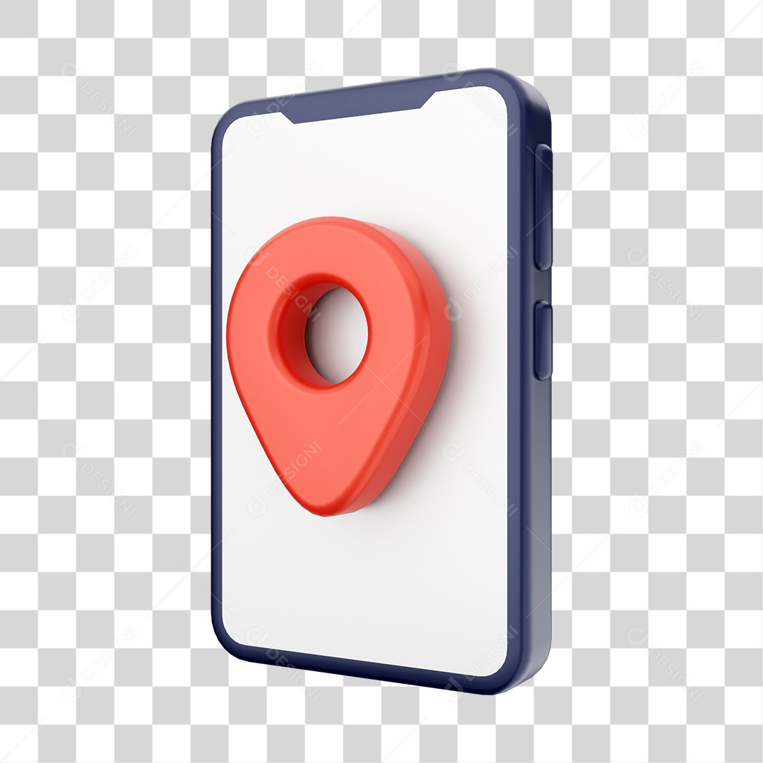 Smartphone Com Ícone de Pin de Localização Em Sua Tela Elemento 3D PNG Transparente