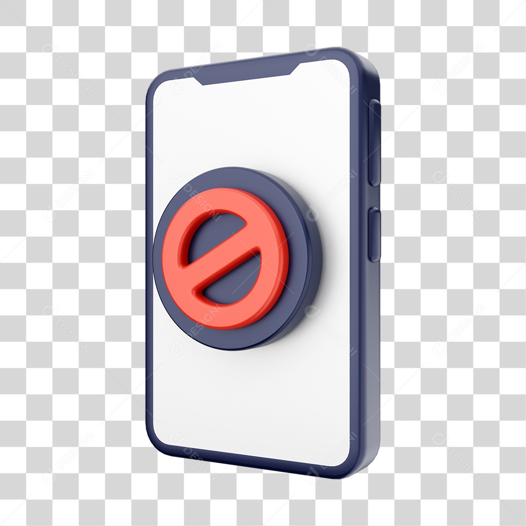 Smartphone Com Ícone de Proibido Em Sua Tela Elemento 3D PNG Transparente