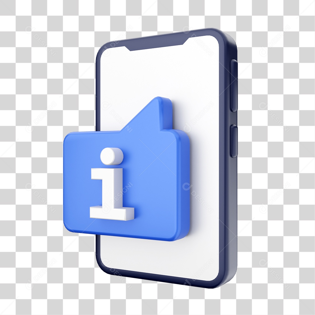 Smartphone Com Ícone de Informação Em Sua Tela Elemento 3D PNG Transparente